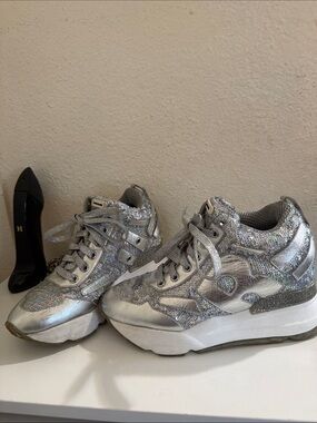 Ruco line  Silver Glitter Platform Sneakers for Women